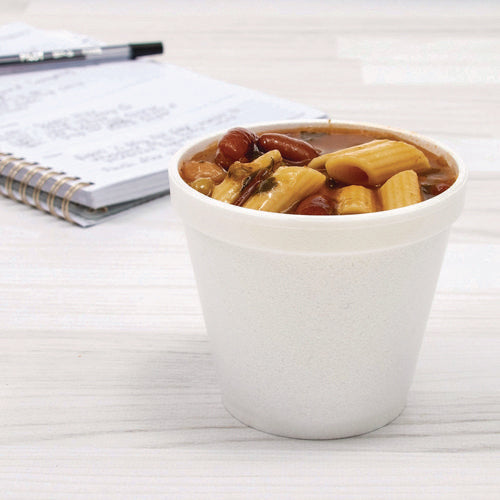 Image of Dart® 8SJ12 Food Containers, Squat, 8 oz, White, Foam, 1,000/Carton