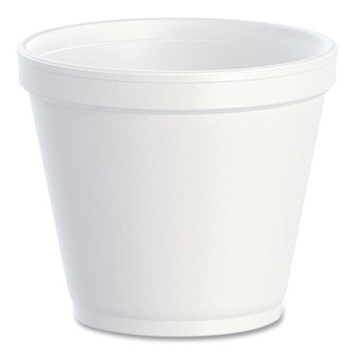 Image of Dart® 8SJ12 Food Containers, Squat, 8 oz, White, Foam, 1,000/Carton