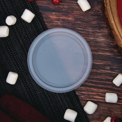Image of SOLO® 6JLNV Non-Vented Cup Lids, Fits 6 oz Hot Cups/2 oz to 4 oz Food Containers, Plastic, Translucent, 1,000/Carton