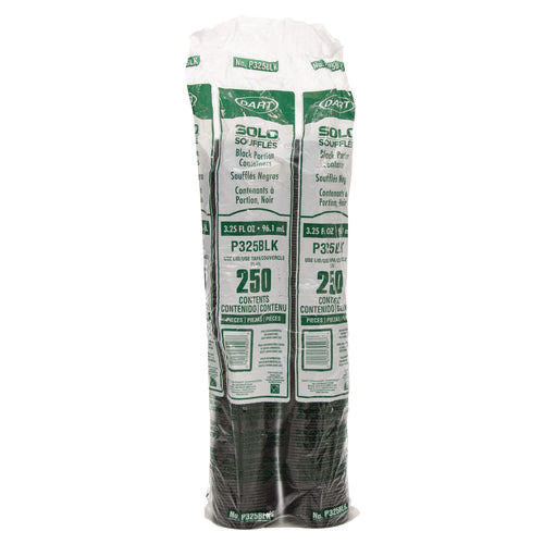 Image of Dart® P325BLK Polystyrene Portion Cups, 3.25 oz, Plastic, Black, 250/Bag, 10 Bags/Carton