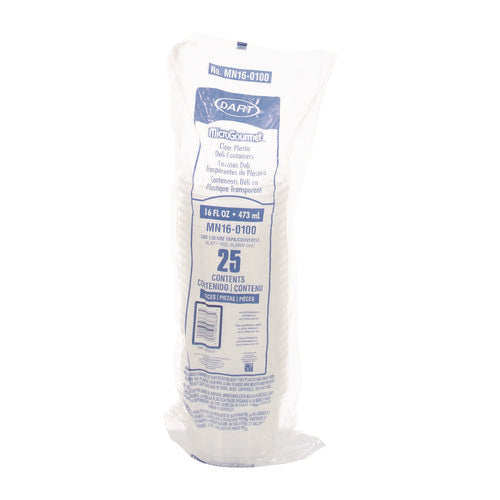 Image of Dart® MN16-0100 MicroGourmet Food Container, 16 oz, Translucent, Plastic, 50/Pack, 10 Packs/Carton