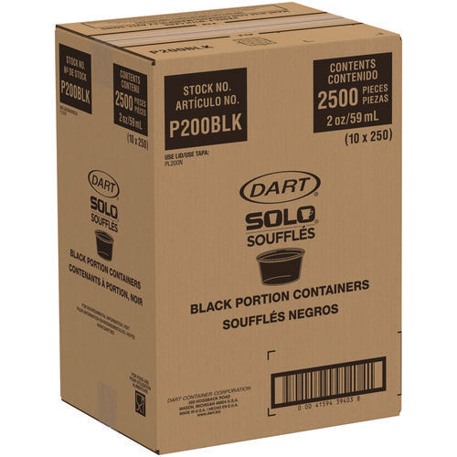 Image of Dart® P200BLK Polystyrene Portion Cups, 2 oz, Plastic, Black, 250/Bag, 10 Bags/Carton