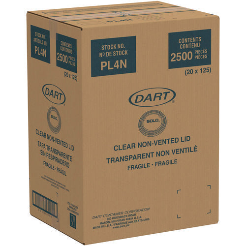 Image of Dart® PL4N Portion/Souffle Cup Lids, Fits 3.25 oz to 9 oz Portion Cups, Plastic, Clear, 125/Pack, 20 Packs/Carton