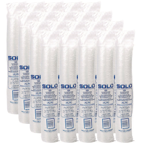 Image of Dart® PL4N Portion/Souffle Cup Lids, Fits 3.25 oz to 9 oz Portion Cups, Plastic, Clear, 125/Pack, 20 Packs/Carton