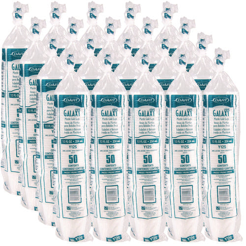 Image of Dart® Y12S High-Impact Polystyrene Squat Cold Cups, 12 oz, Plastic, Translucent, 50/Pack