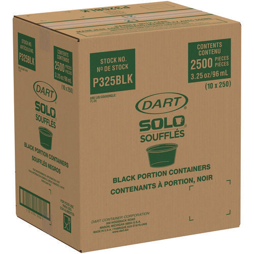 Image of Dart® P325BLK Polystyrene Portion Cups, 3.25 oz, Plastic, Black, 250/Bag, 10 Bags/Carton
