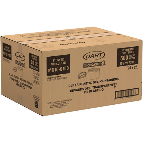 Image of Dart® MN16-0100 MicroGourmet Food Container, 16 oz, Translucent, Plastic, 50/Pack, 10 Packs/Carton