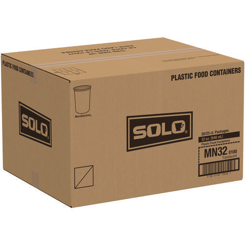 Image of Dart® MN32-0100 Microgourmet Plastic Deli Container, 32 oz, 4.7" Diameter x 5.7" h, Clear, 500/Carton