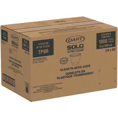 Image of SOLO® TP9R Ultra Clear PET Cups, Squat, 9 oz, Plastic, 50/Bag, 20 Bags/Carton
