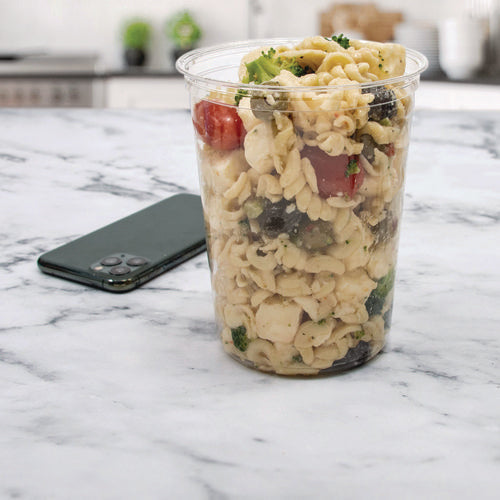 Image of Dart® MN32-0100 Microgourmet Plastic Deli Container, 32 oz, 4.7" Diameter x 5.7" h, Clear, 500/Carton
