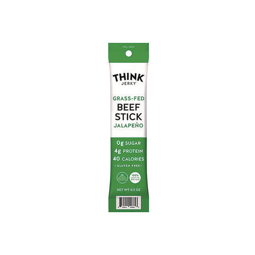 Image of Think Jerky® 850941006636 Jalapeno 100% Grass-Fed Beef Sticks, 1 oz Individually Wrapped Sticks, 20/Carton