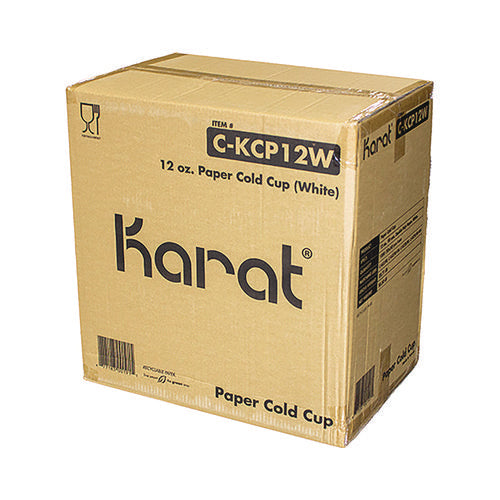 Image of Karat® C-KCP12W Double Poly Paper Cold Cups, 12 oz, White, 1,000/Carton