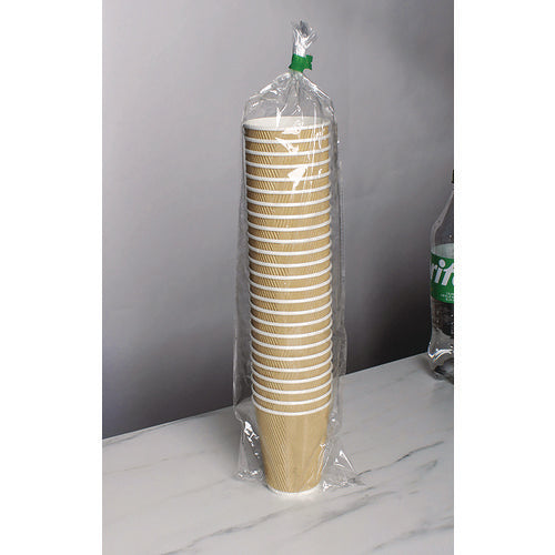 Image of Karat® C-KRC512 Ripple Hot Cups, 12 oz, Paper, Kraft/White, 500/Carton