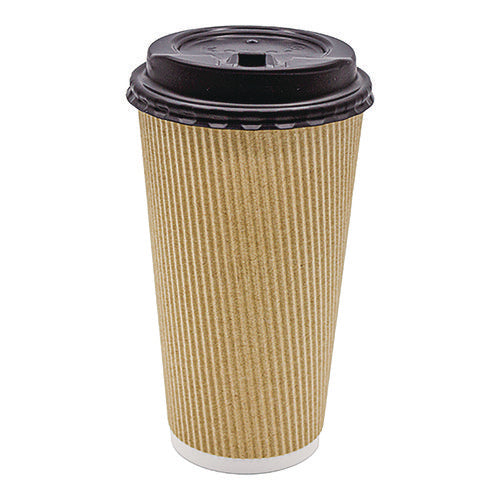 Image of Karat® C-KRC520 Ripple Hot Cups, 20 oz, Paper, Kraft/White, 500/Carton