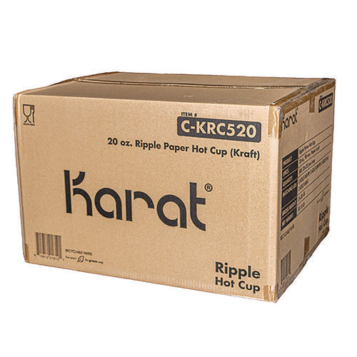 Image of Karat® C-KRC520 Ripple Hot Cups, 20 oz, Paper, Kraft/White, 500/Carton