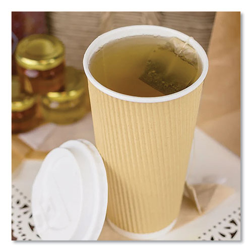 Image of Karat® C-KRC520 Ripple Hot Cups, 20 oz, Paper, Kraft/White, 500/Carton