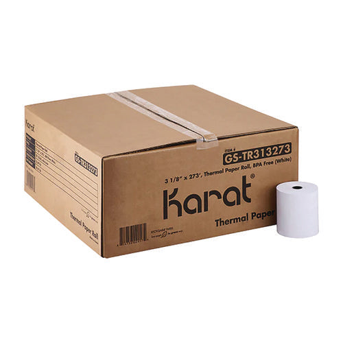 Image of Karat® GS-TR313273 Thermal Paper Rolls, 3.13" x 273 ft, White, 50/Carton
