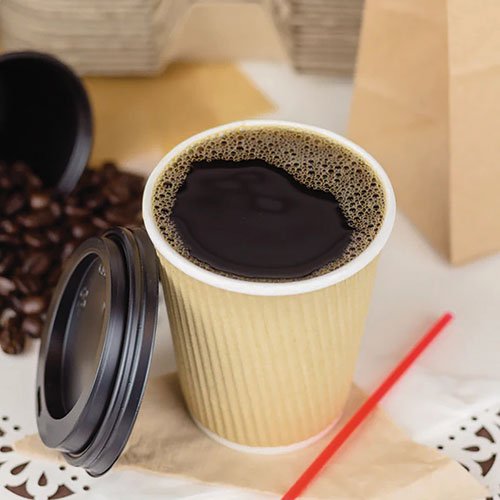 Image of Karat® C-KRC508 Ripple Hot Cups, 8 oz, Paper, Kraft/White, 500/Carton