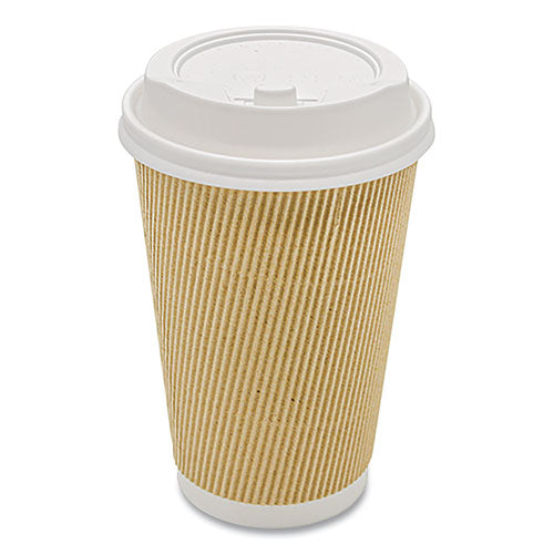 Image of Karat® C-KRC516 Ripple Hot Cups, 16 oz, Paper, Kraft/White, 500/Carton