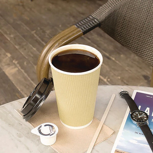 Image of Karat® C-KRC516 Ripple Hot Cups, 16 oz, Paper, Kraft/White, 500/Carton
