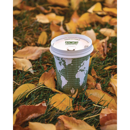 Image of Eco-Products® EP-BNHC12-WD World Art Renewable and Compostable Insulated Hot Cups, 12 oz, Paper, Brown/White, 40/Pack, 15 Packs/Carton