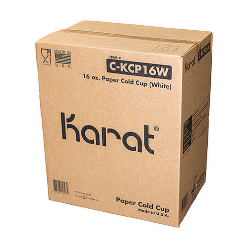 Image of Karat® C-KCP16W Double Poly Paper Cold Cups, 16 oz, White, 1,000/Carton