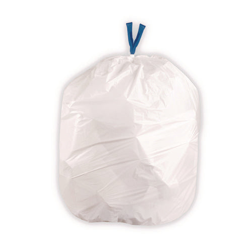 Image of BlueCollar N4828EW RC1 Drawstring Trash Bags, Drawstring, 13 gal, 24" x 28", White, 40 Bags/Roll, 2 Rolls/Box