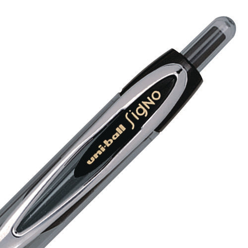Image of uniball® 61270 Signo 207 Gel Pen, Retractable, Fine 0.5 mm, Black Ink, Smoke/Black Barrel, 4/Pack