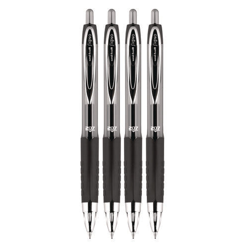 Image of uniball® 61270 Signo 207 Gel Pen, Retractable, Fine 0.5 mm, Black Ink, Smoke/Black Barrel, 4/Pack