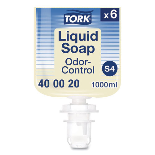 Image of Tork® 400020 Odor-Control Hand Soap Liquid S4 Refill, Perfume-Free, 1 L, 6/Carton