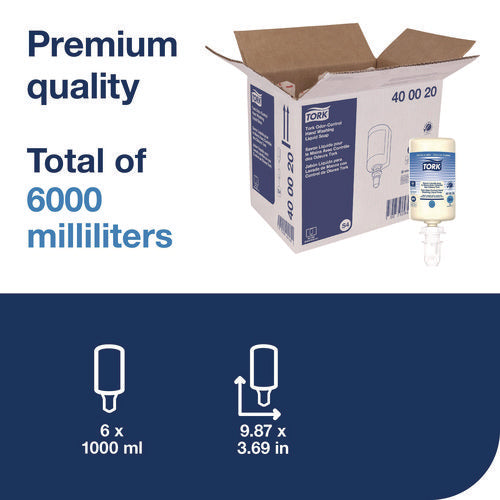 Image of Tork® 400020 Odor-Control Hand Soap Liquid S4 Refill, Perfume-Free, 1 L, 6/Carton