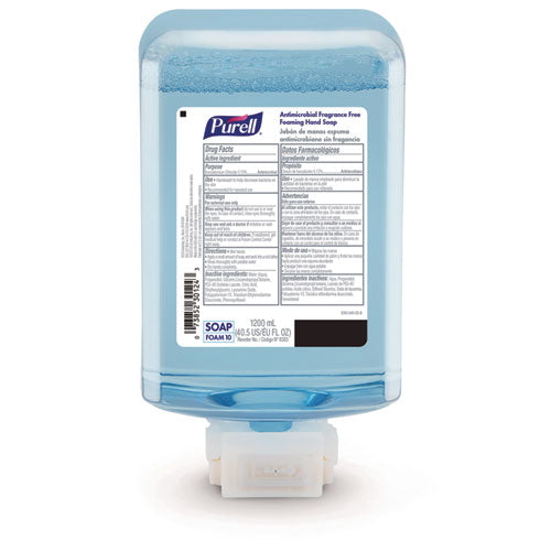 Image of PURELL® 8383-02 Antimicrobial Foaming Hand Soap Refill, For ES10 Dispensers, Fragrance-Free, 1,200 mL, 2/Carton