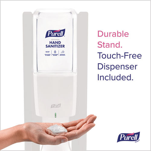 Image of PURELL® 8210-DS ES10 Dispenser Floor Stand with Automatic Hand Sanitizer Dispenser, 15.56 x 11.75 x 51.82, White