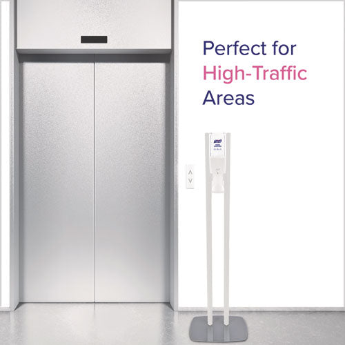 Image of PURELL® 8210-DS ES10 Dispenser Floor Stand with Automatic Hand Sanitizer Dispenser, 15.56 x 11.75 x 51.82, White