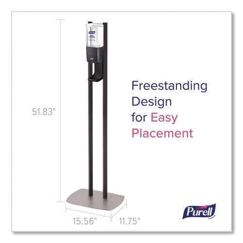 Image of PURELL® 8214-DS ES10 Dispenser Floor Stand with Automatic Hand Sanitizer Dispenser, 15.56 x 11.75 x 51.82, Graphite