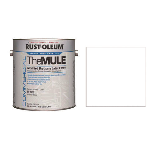 Image of Rust-Oleum® 375658 Commercial The MULE (Modified Urethane Latex Epoxy), Interior/Exterior, Gloss Glass White, 1 gal Bucket/Pail, 2/Carton