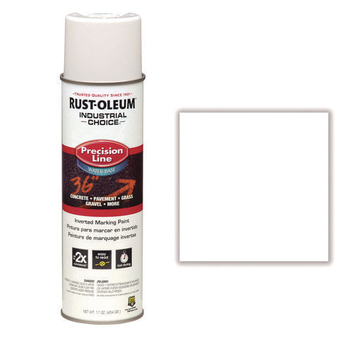 Image of Rust-Oleum® 203039CT Industrial Choice M1800 System Water-Based Precision Line Marking Paint, Flat White, 17 oz Aerosol Can, 12/Carton