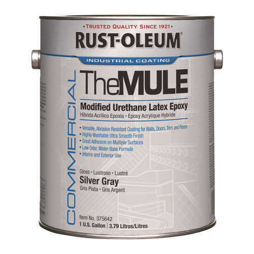 Image of Rust-OleumÂ® Commercial The MULE (Modified Urethane Latex Epoxy), Interior/Exterior, Gloss Silver Gray, 1 gal Bucket/Pail, 2/Carton