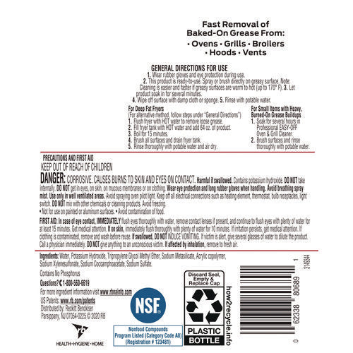 Image of Professional EASY-OFF® 62338-80689 Ready-to-Use Oven and Grill Cleaner, Liquid, 2 qt Bottle, 6/Carton