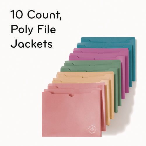 Image of U Brands U-Eco Poly File Jackets, Straight Tab, Letter Size, Assorted, 10/Pack