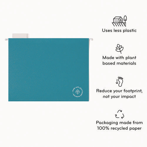 Image of U Brands U-Eco Hanging File Folders, Letter Size, 1/5-Cut Tabs, Assorted, 12/Pack