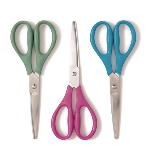 Image of U Brands 6607U01-24 U-Eco Scissors, 9.45" Long, 3" Cut Length, Straight Assorted Color Handles, 3/Pack