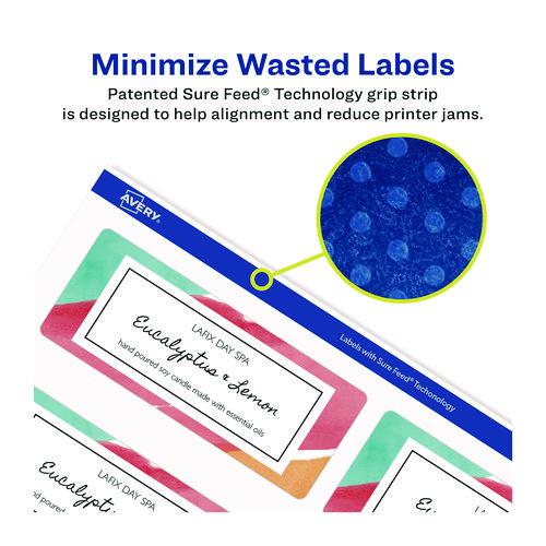 Image of Avery® 06526 Glossy White Easy Peel Mailing Labels W/ Sure Feed Technology, Laser Printers, 1 X 2.63, White, 30/sheet, 25 Sheets/pack