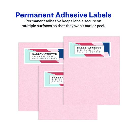 Image of Avery® 06526 Glossy White Easy Peel Mailing Labels W/ Sure Feed Technology, Laser Printers, 1 X 2.63, White, 30/sheet, 25 Sheets/pack