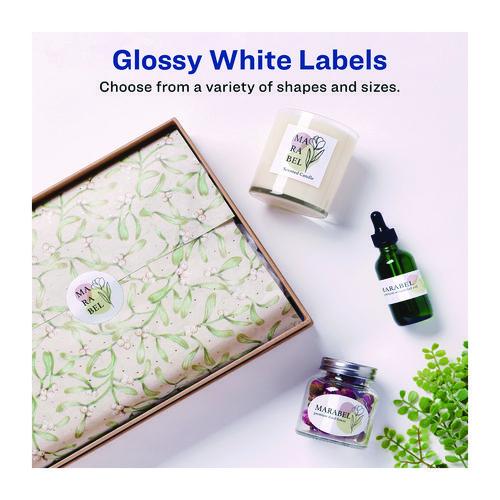 Image of Avery® 06526 Glossy White Easy Peel Mailing Labels W/ Sure Feed Technology, Laser Printers, 1 X 2.63, White, 30/sheet, 25 Sheets/pack