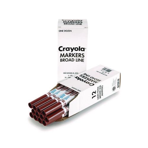 Image of Crayola® 58-7800-007 Broad Line Washable Markers, Broad Bullet Tip, Brown, 12/box