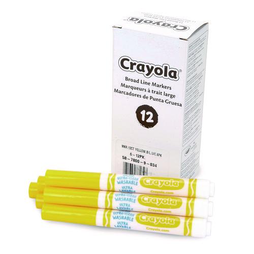 Image of Crayola® 58-7800-034 Broad Line Washable Markers, Broad Bullet Tip, Yellow, 12/box