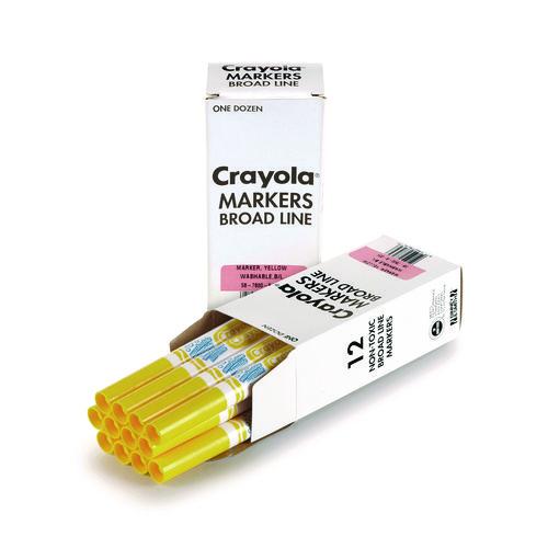 Image of Crayola® 58-7800-034 Broad Line Washable Markers, Broad Bullet Tip, Yellow, 12/box