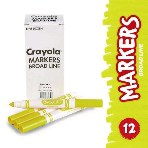 Image of Crayola® 58-7800-034 Broad Line Washable Markers, Broad Bullet Tip, Yellow, 12/box