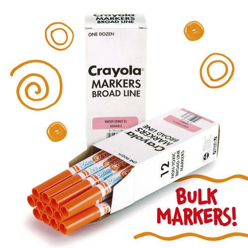 Image of Crayola® 58-7800-036 Broad Line Washable Markers, Broad Bullet Tip, Orange, 12/box
